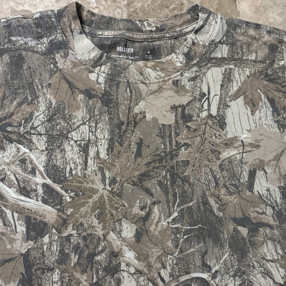 Hollister Shirt Mens Medium Camo Heavyweight Boxy Fit Short Sleeve Tee Real Tree